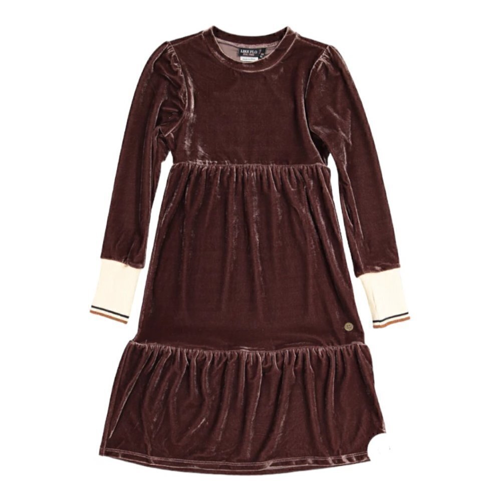 Like Flo Taupe Velvet Dress Brand New Tiered